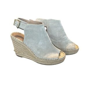 Kenneth Cole Gray Tan Wedge Espadrilles with Slingback